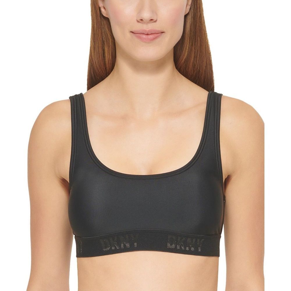 Dkny Women's Logo Bikini Top Women's Black Swimsuit XL